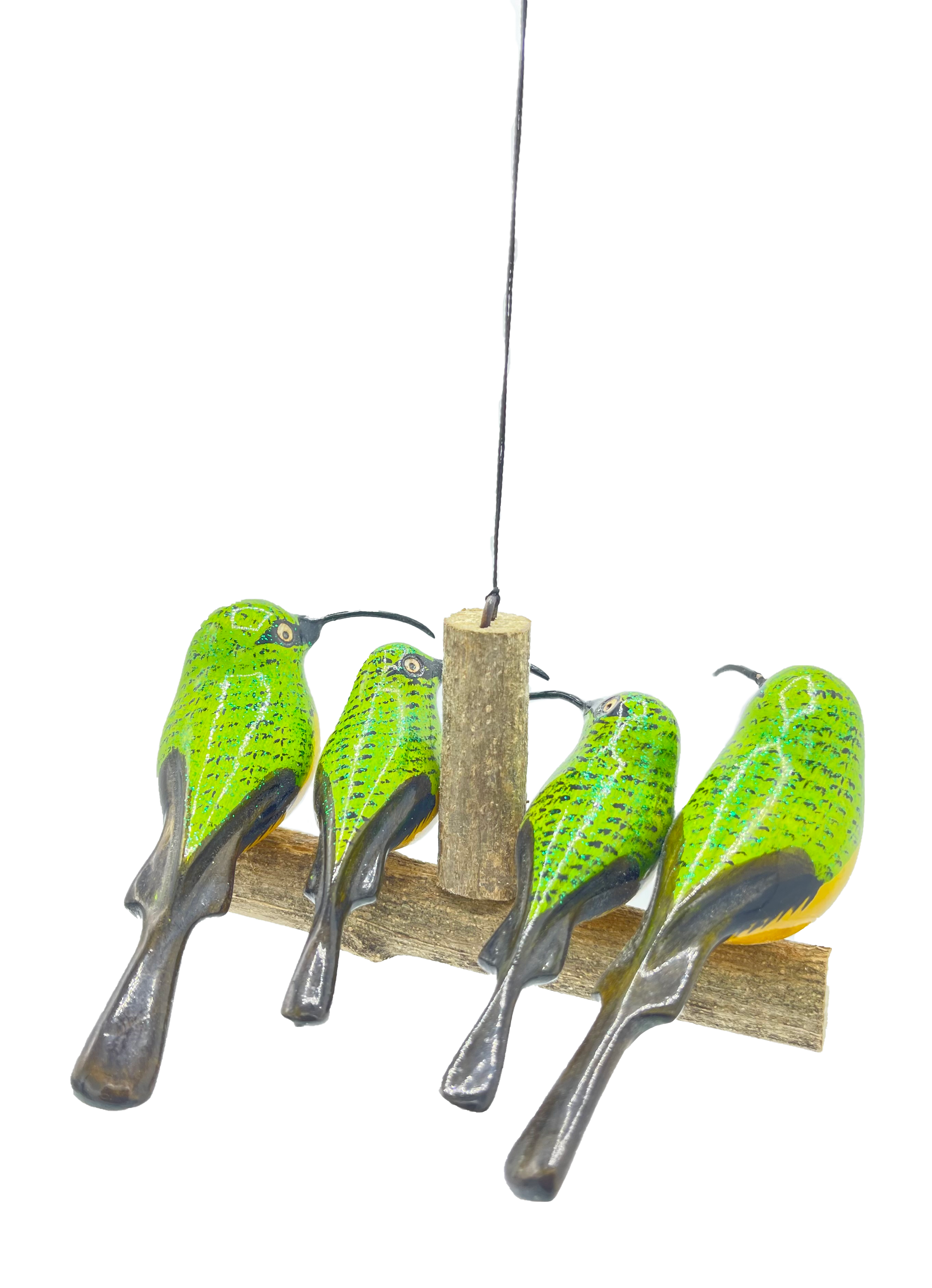 Vierköpfige grüne Kolibris-Familie