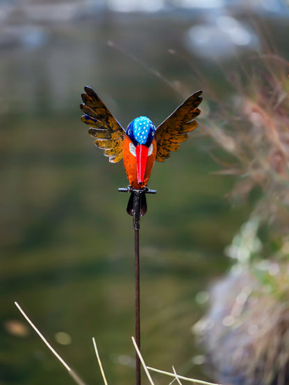 kingfisher descent garden sculpture recycled metal Afrisculpts