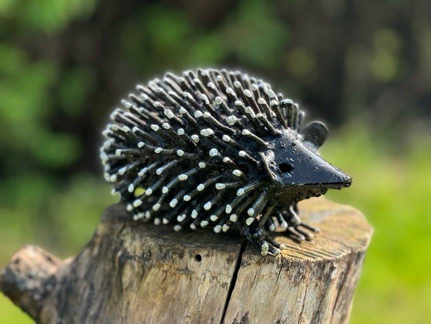 Hedgehog Garden Sculpture | Recycled Metal Animal Art | Small