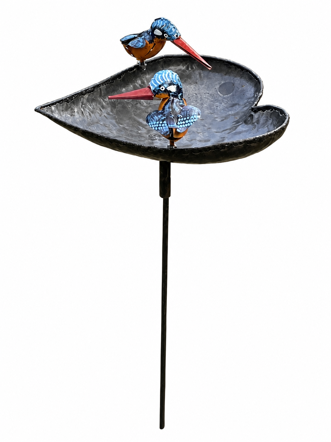 Kingfisher Leaf Bird Feeder Large | Handcrafted Recycled Metal Garden Sculpture