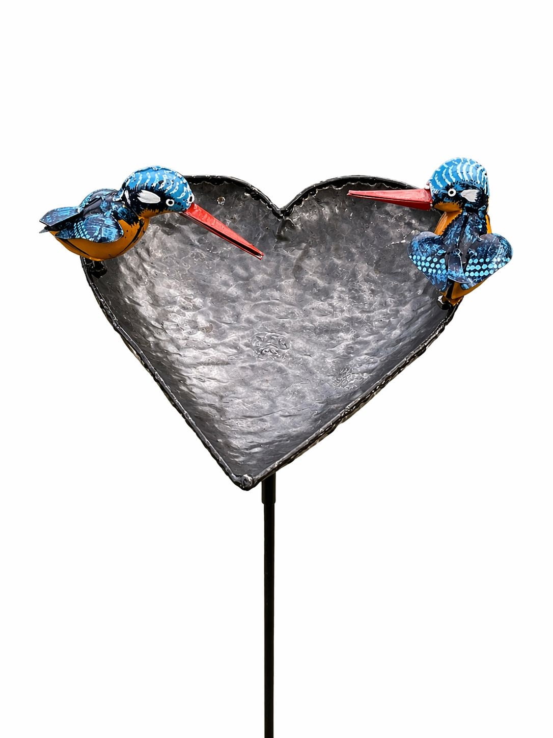 Kingfisher Leaf Bird Feeder Large | Handcrafted Recycled Metal Garden Sculpture